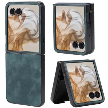 Imagem de Fourmor Capa protetora à prova de choque de couro PU vintage para Motorola Razr Ultra 2025 | Cobertura total | Design leve e antiimpressões digitais