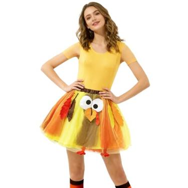 Imagem de Okbebe Fantasia de Ação de Graças Turquia Trot Saia de Festa Tutu de Corrida para Mulheres, Marrom, Tamanho Único