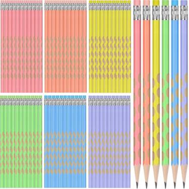 Imagem de TecUnite 60 lápis HB nº 2, lápis de madeira não apontados com borracha, lápis triangular, caneta de grafite nº 2 para adultos, presentes para exames, escola, escritório, esboços, aprendizado (cor