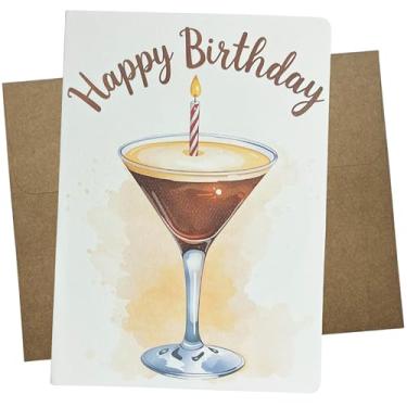 Imagem de Cartão de aniversário premium Espresso Martini, 13 x 18 cm e em branco dentro, papel de feltro texturizado, envelope kraft incluído, feito nos EUA - 1315