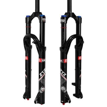 Imagem de ZTZ Garfo de suspensão pneumática MTB de 26/27,5/73.7 cm, suportes atualizados de 34 mm e viagem de 140 mm, ajuste de rebote, direção reta, QR de 9 x 100 mm, garfo frontal de bloqueio manual para