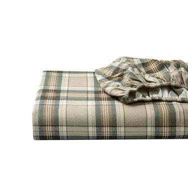 Imagem de Eddie Bauer - Lençóis King, conjunto de cama de flanela de algodão, escovado para suavidade extra, decoração de casa aconchegante (xadrez Edgewood, King)