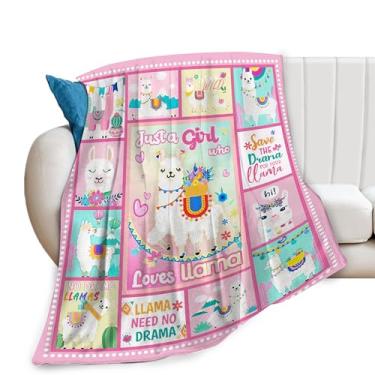 Imagem de SweetFox Just A Girl Who Loves Lhama Cobertor para decoração de alpaca, presentes para meninas, meninos, amantes, super quente, macio, flanela, cobertor de inverno para crianças, adultos, homens e
