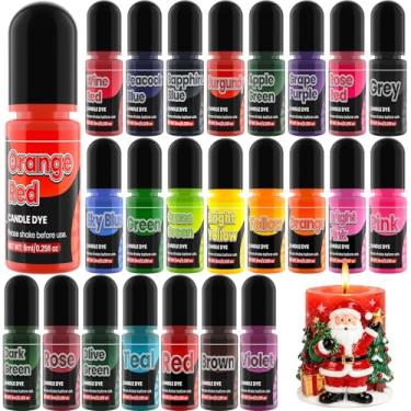 Imagem de Tinta para vela – 24 cores de corantes líquidos para fazer velas – Tinta colorida de vela altamente concentrada à base de óleo para cera de soja, cera de abelha e cera de gel, não tóxica, para