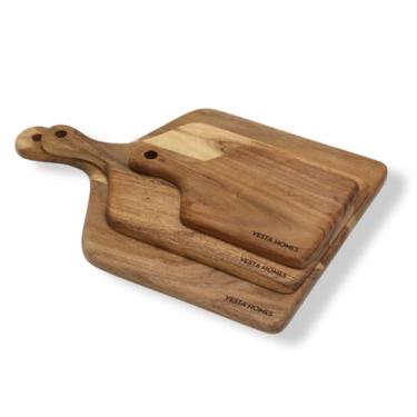 Imagem de Vesta Homes Tábuas de corte para cozinha, conjunto de 3 tábuas grandes de madeira | Tábua de charcutaria de acácia | Tábua de servir para frutas, legumes e queijo| 42 x 30,5, 38 x 20, 25,5 x 15 cm |