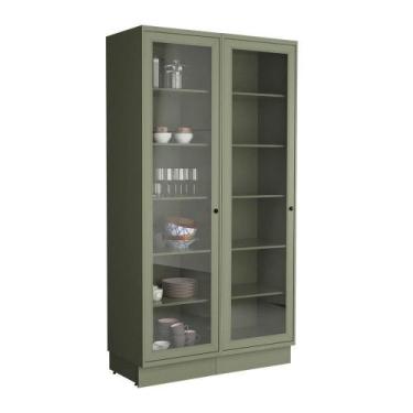 Imagem de Cristaleira de Vidro Herval Viana, 2 Portas, Verde Hill