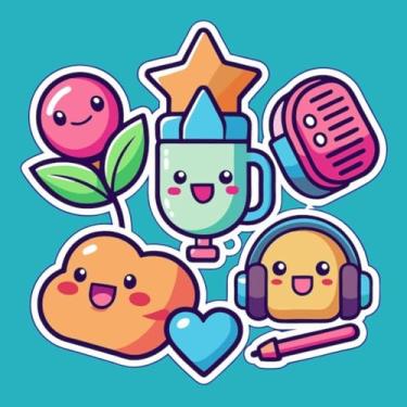 Imagem de Adesivos Kawaii fofos para crianças decoração de quartos e cadernos colorful stickers parede e objetos 30x30cm