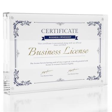 Imagem de HOZE Moldura de licença comercial/salão de beleza – Suporte de acrílico transparente de 1,5 x 21,5 cm de espessura para licenças e certificados de cosmetologia (meia letra) (21,6 x 14 cm)