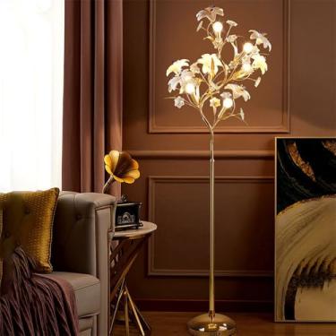 Imagem de Luminária de chão contemporânea de luxo em cerâmica com design floral, LED, estilo campestre francês, criativa, para sala de estar, quarto, quarto de menina, casa de campo (Estilo 7)