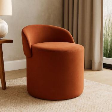 Imagem de Puff Banco Orgânico Encosto Redondo Sala Estar Quarto Suede