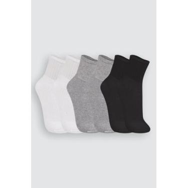 Imagem de Kit 6 pares Meia Sport Cano Medio Trifil 8720., 35 a 38, Branco, Cinza
