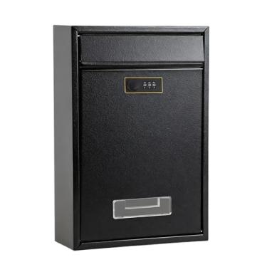 Imagem de Kuntesetty Caixa de Correio Metálica de Parede, Sem Chave, às Intempéries, para Documentos E Cartas, 22 X 8,5 X 32 Cm, Preto fosco