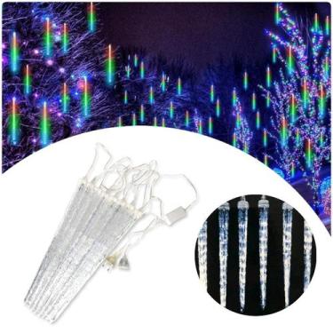 Imagem de Meteoro Cascata Gelo C/8 Tubo Led Pisca Chuva Luz Natal 3m - TOP NATAL