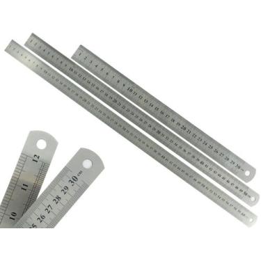 Imagem de Kit Com 3 Réguas Metal Leve De Aço Inoxidável Tamanho 30 50 e 60 cm Ma