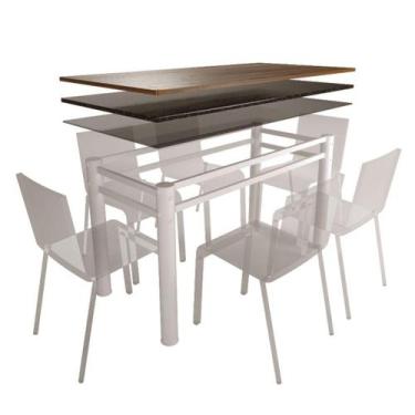 Imagem de Base Para Mesa De Vidro Jantar 6 Lugares Branca Retangular - HomeFull