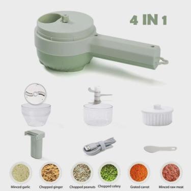 Imagem de Conjunto de cortador elétrico de legumes portátil 4 em 1, mini process