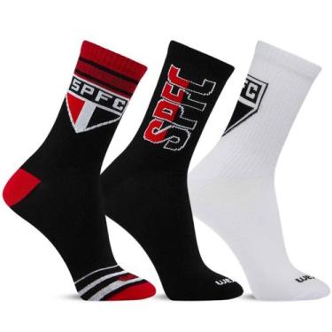 Imagem de Kit 3 Pares Meia Esportiva Masculina Running Bike Gym Clube São Paulo 