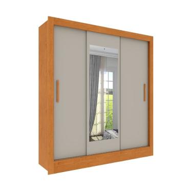 Imagem de Roupeiro Valência Com Espelho 3 Portas De Correr Tcil Cinamomo-off