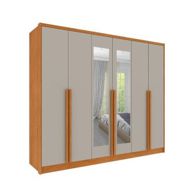 Imagem de Roupeiro Realeza Com Espelho 6 Portas Tcil Cinamomo-off