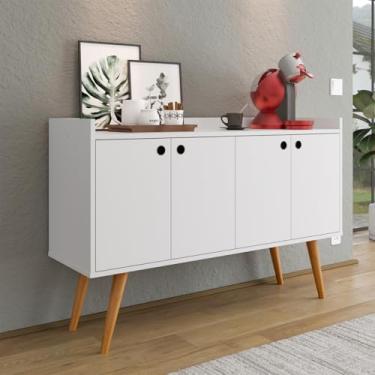 Imagem de Aparador Com Quatro Portas Para Cantinho Do Cafe Sala De Estar Armario Decorativo E Bar De Cozinha (BRANCO)