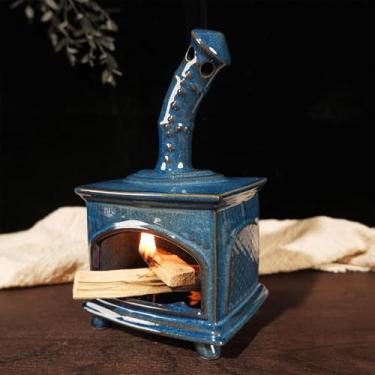 Imagem de MOUGIGI Suporte de cerâmica Palo Santo e mini tigela de borrão de chaminé | Queimador multifuncional para palitos de sálvia, cones de incenso, cobre e velas | Perfeito para limpeza de energia