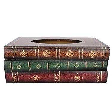 Imagem de RiToEasysports Caixa de Tecido Em Forma de Livro Artesanal de Madeira Pintada à Mão Exclusiva para Decoração de Casa, Caixa de Tecido de Livro Antigo para Acessórios de Escritório