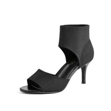 Imagem de SICARE Sandálias femininas de salto agulha sexy de 7,6 cm com bico aberto, salto alto, elástico, sem fecho, sapatos confortáveis para formatura, festa e trabalho, Preto/6,9 cm, 40