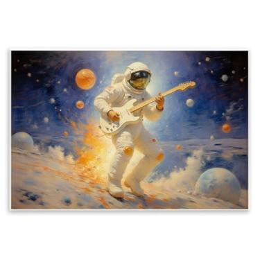 Imagem de Stupell Industries Arte de placa de parede de músico astronauta espacial, design por Angie Hawke, 25 x 38 cm