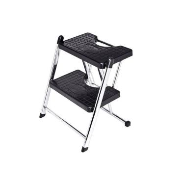 Imagem de Escada Dobrável Cromada 2 Degraus Compacta 120Kg Anodilar
