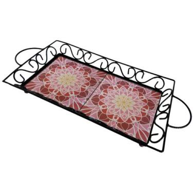 Imagem de Bandeja Café da Manhã Ferro com 2 azulejos - Estilo Rústico