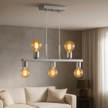 Imagem de Luminária de Teto Lustre Pendente Tugson 5 Lâmpadas Industrial (Estilo Jabuticaba) (Prata)