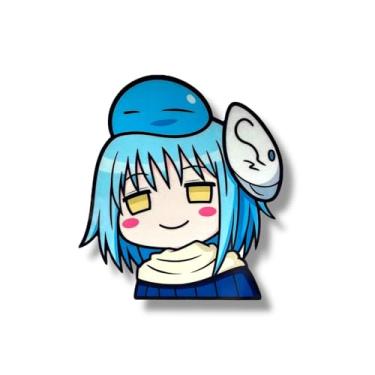 Imagem de Rimuru Adesivo de carro rimuru Decor Anime Peek Window Decal from That Time I Got Reincarnated as a Slime Cute Kawaii JDM Anime Vinyl, à prova d'água, decoração de carro Otaku para Drift, laptop