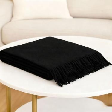 Imagem de Manta de Sofa, Manta para Sofa Grande, 4,00 X 1,8m Decorativa e Capa Protetora Algodão Artesanal Resistente e Duradouro Adequado para uso doméstico(Preto King)