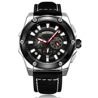 Imagem de Relógio Masculino Casual Esportivo De Quartzo Com Cronógrafo Impermeavel Preto