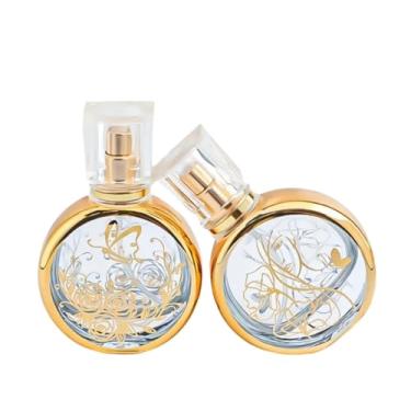 Imagem de SCOLAND 2 peças, mini atomizador de perfume portátil de 25 ml, recipiente de cosméticos, pulverizador dourado, frasco de spray elegante para viagem, Tampa cilíndrica