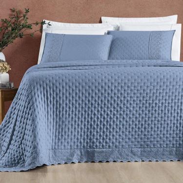 Imagem de Cobre Leito Queen Cherry Laise Micropercal 200fios 3pç Azul