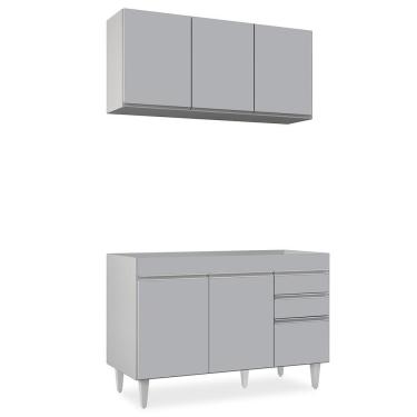 Imagem de Armário De Cozinha Aéreo Virgínia E Balcão Para Pia 120cm Michigan Cinza Claro - Lumil