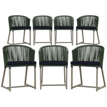 Imagem de 7 Cadeiras De Jantar área Noronha Fendi E12 Trama  Verde