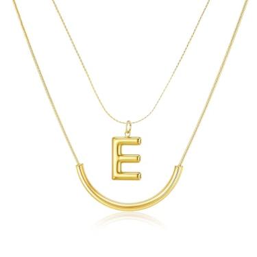 Imagem de MIUSISHIYU Colar feminino banhado a ouro 14 quilates — Pingente de letra A a Z, colar com nome delicado que não irrita a camada, resistente a manchas e acabamento resistente à água, joia de presente
