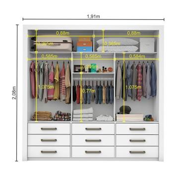 Imagem de Guarda Roupa Anjos Plus 3 Portas 9 Gavetas Carioca Branco