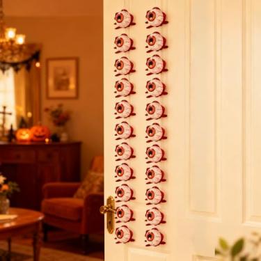 Imagem de Pacote com 2 faixas versáteis para pendurar no dia das bruxas com cortinas de fundo com gráficos de globo ocular – Perfeito para festas de Halloween, aniversários de terror, decoração de sala de aula