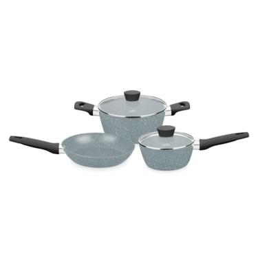 Imagem de Jogo de Panelas 3 Peças Linha Carmela Ceramic - Flon na cor Cinza MTA - 8426