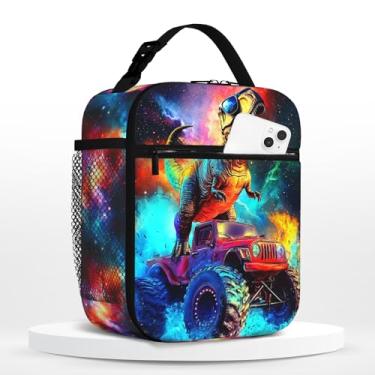 Imagem de Moduyok Lancheira infantil para meninos com isolamento escolar, dinossauro, caminhão, lancheira, reutilizável, portátil, com alça de ombro ajustável para meninos, piquenique, viagem, lancheira