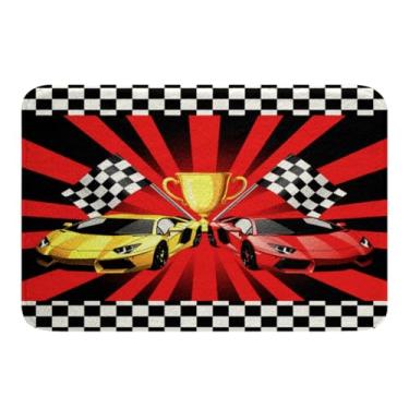 Imagem de Feelyou Tapetes de banho de carro de corrida para banheiro, crianças, meninos, meninas, 40,6 cm x 61 cm, esportes radicais, tapetes de banheiro para adolescentes macios de corrida para chuveiro,