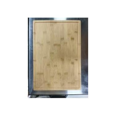Imagem de Tábua de corte grande de bambu 45 x 30 x 0,6 cm - Tábua de cortar bloco de açougueiro de madeira grossa com sulco profundo de suco, fácil de limpar, adequada para facas, bandeja de cozinha e servir