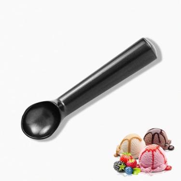 Imagem de Colher de sorvete de metal preto - ferramentas de sobremesa de liga de alumínio, colher de gelato moderna, colher de sorvete durável