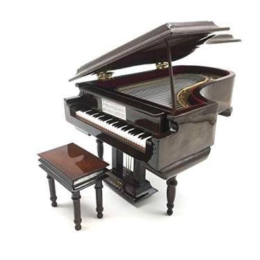 Imagem de Caixa de música piano com banco e caixa preta para presente de Natal/Aniversário/Dia dos Namorados, Melody Castle in The Sky