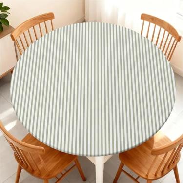 Imagem de COTAIL Toalha de mesa redonda com capa de mesa elástica à prova d'água para mesa redonda de até 155 a 165 cm, capa circular à prova de óleo para cozinha, jantar, acampamento, piquenique, festa, férias