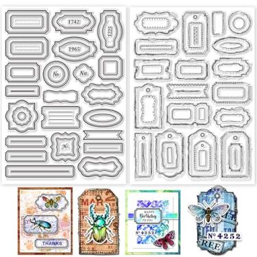 Imagem de GLOBLELAND 2 folhas com moldura de etiqueta transparente para scrapbooking, linha de costura de 29,7 x 21 cm, carimbos de silicone, notas, bilhete, conjunto de carimbos transparentes para fazer