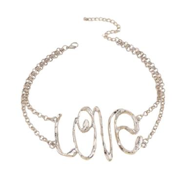 Imagem de Colar gargantilha hip hop amor punk grosso banhado a ouro coração coração colar declaração joias presentes de aniversário para mulheres e homens, 16in, Zinco, Sem Pedra Preciosa